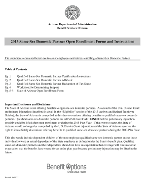 Arizona Same-Sex Domestic Partner Enrollment Forms