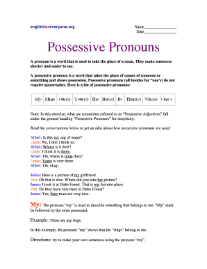 Possessive Pronouns Worksheet