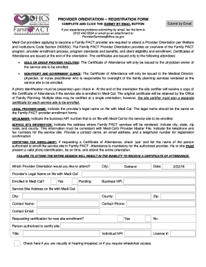 Family PACT Provider Orientation Registration Form