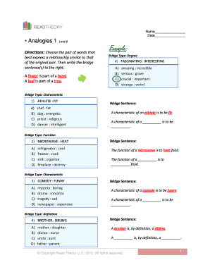 Read Theory Analogies Worksheet