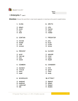 Antonyms Level 3 Worksheet