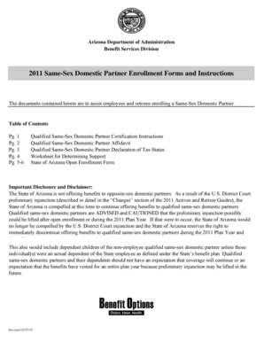 Arizona Same-Sex Domestic Partner Enrollment Forms