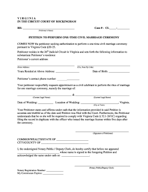 Virginia One-Time Civil Marriage Ceremony Petition