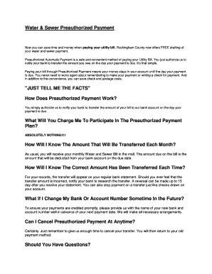 Rockingham County Water & Sewer Preauthorized Payment Agreement