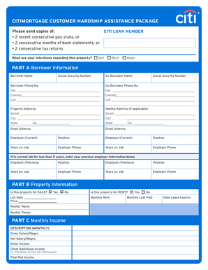 CitiMortgage Customer Hardship Assistance Package