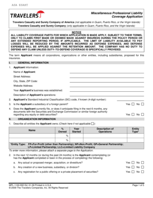 Professional Liability Insurance Application