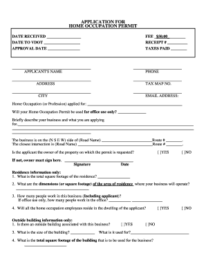 Home Occupation Permit Application