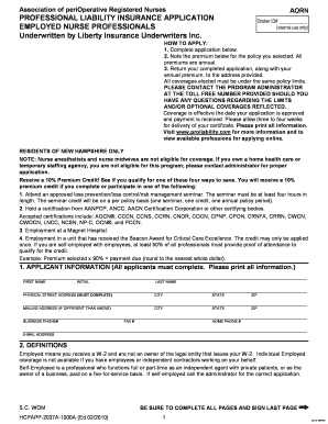 AORN Professional Liability Insurance Application