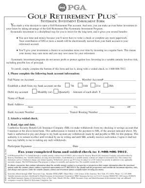 Golf Retirement Plus Systematic Investment Enrollment Form