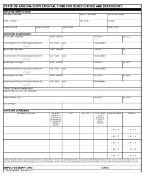 Arizona Supplemental Form for Beneficiaries and Dependents