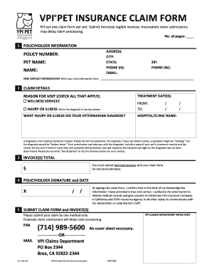 VPI Pet Insurance Claim Form