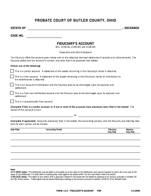 Fiduciary's Account Form