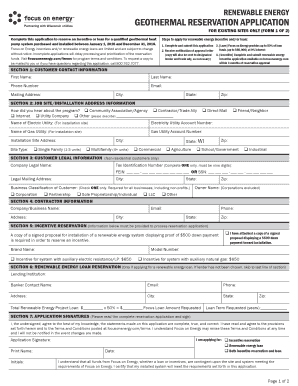 Wisconsin Geothermal Heat Pump Incentive Application