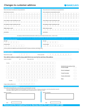 Barclays Change of Address Form