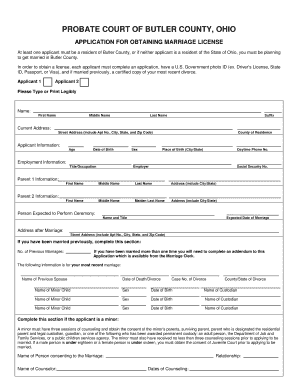 Ohio Marriage License Application