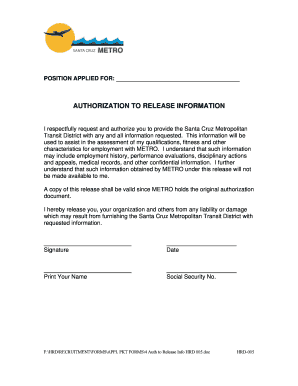 Authorization to Release Information