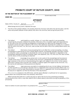 Ohio Child Custody Affidavit