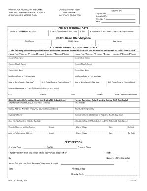 Ohio Certificate of Adoption