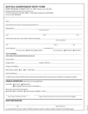 2015 PGA Championship Entry Form