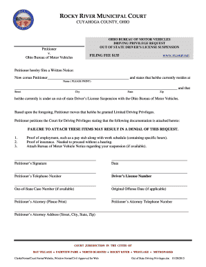 Ohio Out of State Driver's License Suspension Request