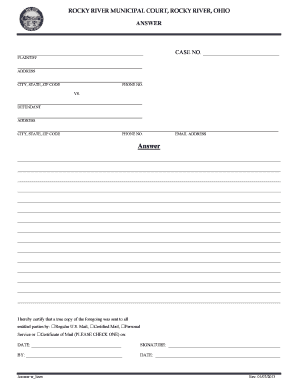 Ohio Court Answer Form