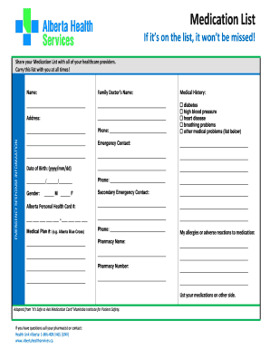 AHS Medication List Form