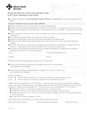 Physician Order for Community Diabetes Team Insulin Start