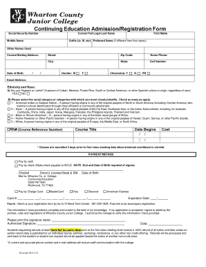 Continuing Education Admission/Registration Form