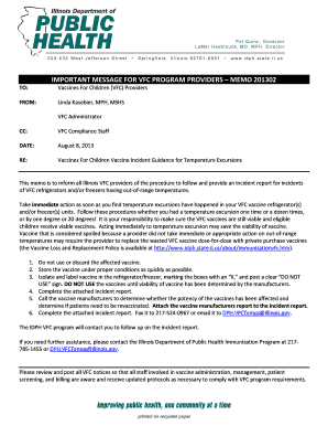 Vaccine Incident Report for Temperature Excursions