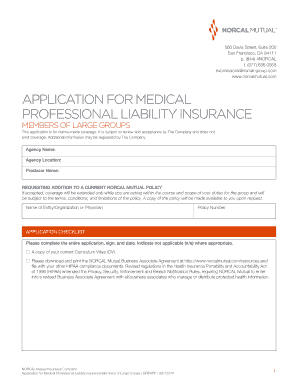 Medical Professional Liability Insurance Application