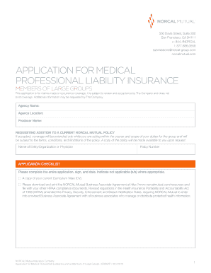 Application for Medical Professional Liability Insurance