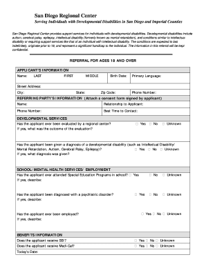 San Diego Regional Center Referral Form