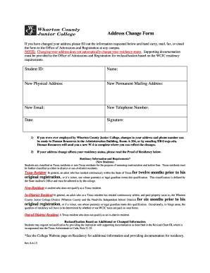 Wharton County Junior College Address Change Form