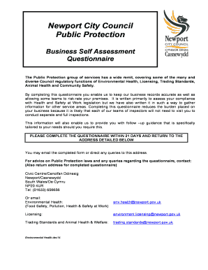 Newport City Council Business Self Assessment Questionnaire