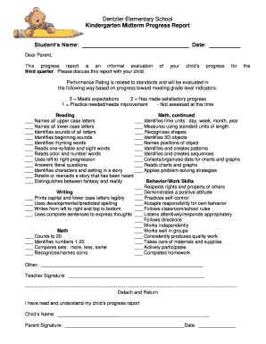 Grade One Midterm Progress Report - www2 parmacityschools