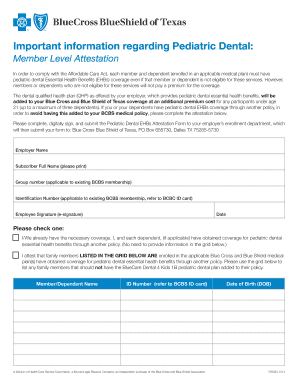 Pediatric Dental EHBs Attestation Form