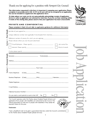 Newport City Council Job Application Form