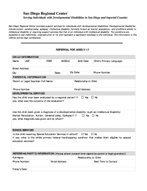 San Diego Regional Center Referral Form