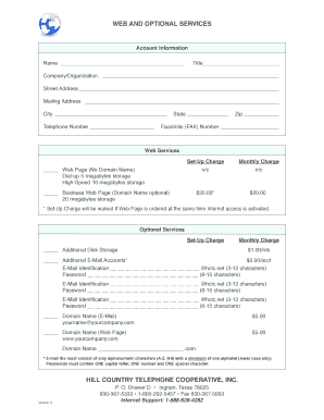 Web Services Order Form