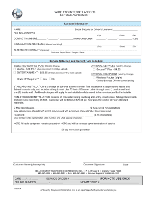 Wireless Internet Access Service Agreement