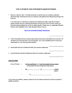 McMaster Pension Estimation Form