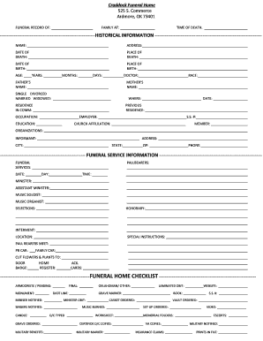 Funeral Record Form