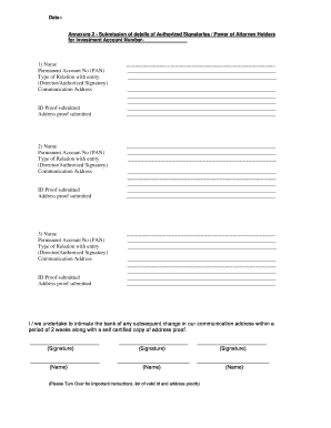 Authorized Signatories Form