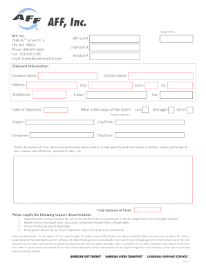 AFF Inc. Freight Claim Form