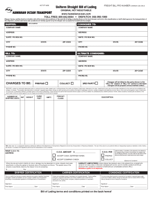 Uniform Straight Bill of Lading
