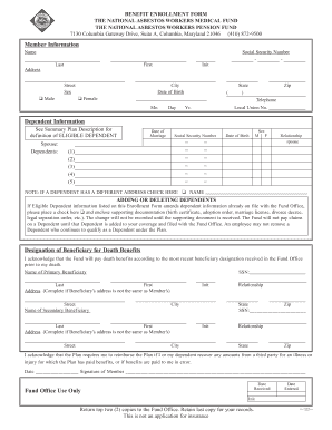 National Asbestos Workers Benefit Enrollment Form