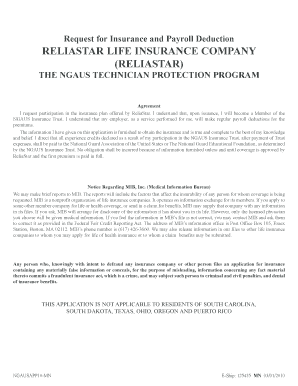 NGAUS Technician Protection Program Insurance Application