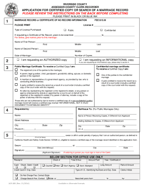 Riverside County Marriage Record Application