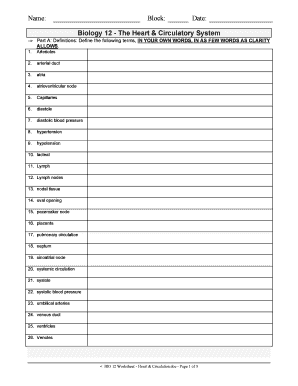 Elevated diastolic blood pressure - BIO 12 Worksheet - Heart Circulationdoc