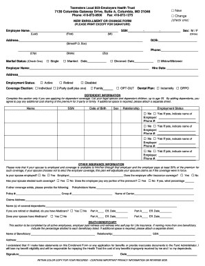 Teamsters Local 922 Employee Health Enrollment Form